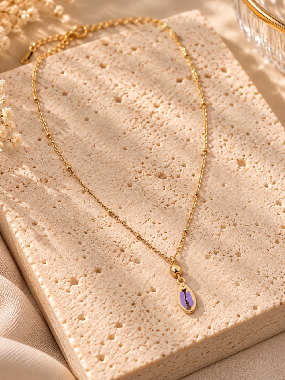 Gold & Purple Pendant Necklace New